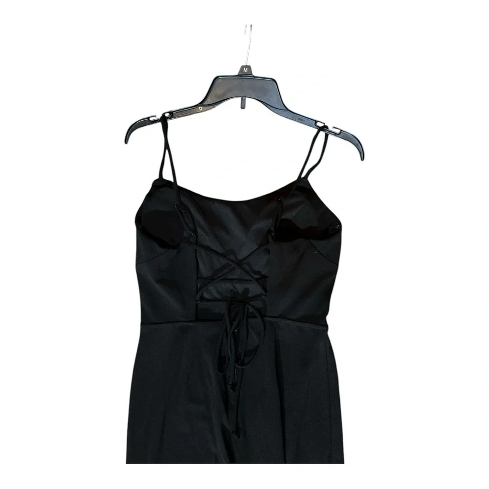 Teeze Me Black Wide-Leg Jumpsuit with Lace-Up Bodice – Size 9